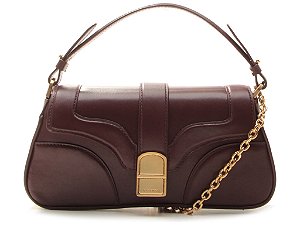 Bolsa Média Tiracolo Lusiana Em Couro Vicenza Marsala