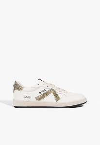 Tênis ST 001 Multineutro Couro Amarração Glitter Dourado Schutz