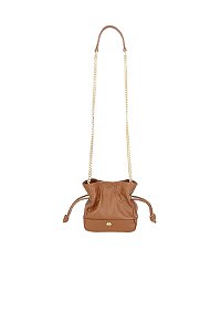 Bolsa Mini Em Couro Com Alça Corrente e Fechamento Luiza Barcelos Camel