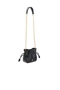 Bolsa Mini Em Couro Com Alça Corrente e Fechamento Luiza Barcelos Preto