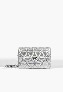 Bolsa Pequena Tiracolo 944 Matelassê Couro Prata Schutz