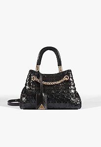 Bolsa Satchel Rebecca Média Couro Preta Schutz