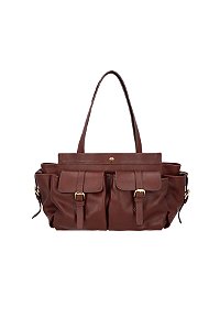 Bolsa Grande Tote Em Couro Com Alças Coffee Luiza Barcelos