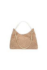 Bolsa Grande Em Camurça Bege Fendi E Couro Off White Luiza Barcelos