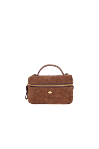 Bolsa Vanity Pequena Em Camurça Marrom Luiza Barcelos