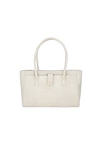 Bolsa Grande Em Couro Croco Off White Luiza Barcelos
