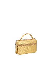 Bolsa Vanity Pequena Em Couro Avestruz Bronze Luiza Barcelos