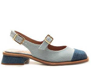 Slingback Cap Toe Irene Jeans Azul Vicenza