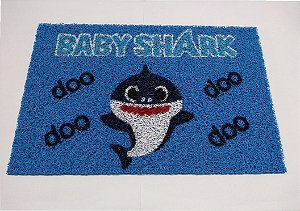 Tapete Capacho Limpe Sim Quarto Infantil Decoração Baby Shark Azul