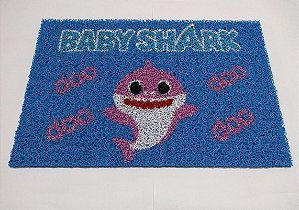 Tapete Capacho Limpe Sim Infantil Decoração Baby Shark Rosa