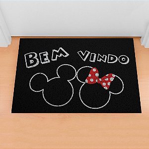 Tapete Limpe Sim Capacho Divertido Bem Vindo Mickey & Minnie