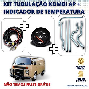 KIT TUBULAÇÃO DE ÁGUA EM INOX PARA KOMBI AP DIESEL/GASOLINA COM INDICADOR DE TEMPERATURA DE ÁGUA