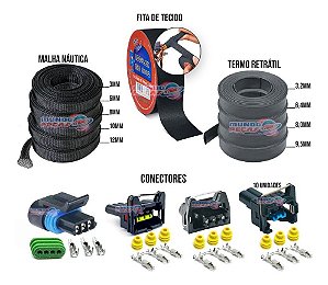 Kit Montagem Chicote Conector Malha Termo Fueltech Pandoo Tc