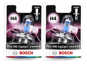Par Lâmpada Bosch H4 60/55w Giga Light Plus 200% + Luz