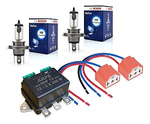 2x Lâmpada H4 100w 90w 12v Rallye Bosch +soquete + Relé 500w