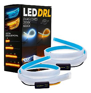 Kit Fita Led Farol Tunning Drl + Seta Sequencial 60cm