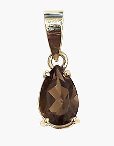 Pingente de Pedra Quartzo Fumê em Ouro 18K