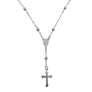 Terço em Prata com Fecho Boia 58cm