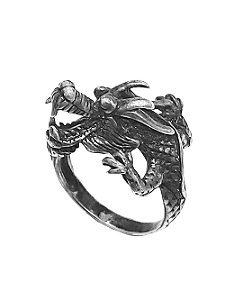 Anel dragão em prata 925 envelhecida
