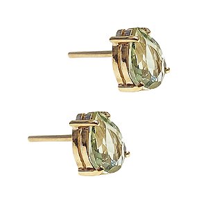 Brinco gota em ouro 18k com agua marinha verde