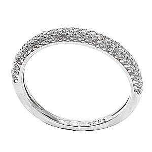 Meia aliança de prata com zircônias