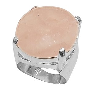 Anel de prata 925 com quartzo rosa oval