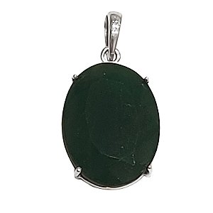 Pingente oval de prata com quartzo verde