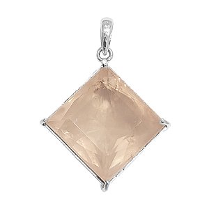 Pingente de prata com quartzo rosa natural