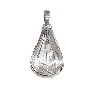 Pingente gota de prata 925 com cristal