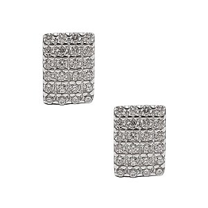 Brinco retangular cravejado em prata e ródio