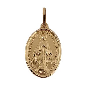 Pingente nossa senhora das Graças em ouro amarelo 18k oval