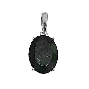 Pingente em prata oval com turmalina verde escuro