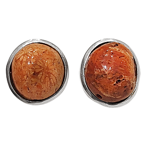 Brinco em prata 925 com pedra jaspe laranja