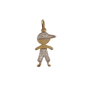 Pingente modelo menino em ouro 18k com brilhantes