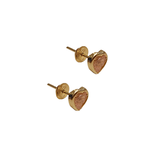 Brinco coração 5,5mm em ouro 18k com zircônia rosa