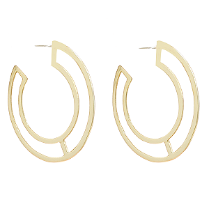 Brinco argola em prata 925 lisa com banho de ouro amarelo