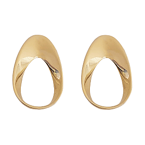 Brinco de prata lisa e banho de ouro amarelo 18k