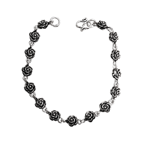 Pulseira de flores em prata 925 oxidada