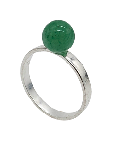 Anel de Prata com Bolinha de Jade Verde
