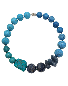 Colar com Mix de Pedras Azuis com Fecho de Ímã