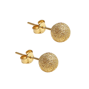 Brinco de bola fosca 7mm de ouro amarelo 18k