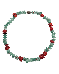 Colar de Ágata Verde e Coral e Fecho de Ímã