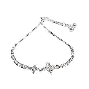 Pulseira riviera em prata e banho de ródio fecho italiano
