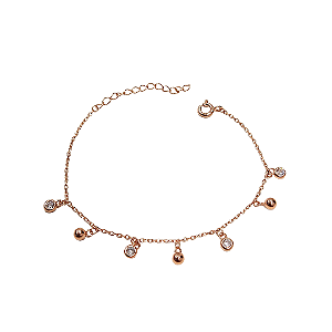 Pulseira de prata 925 com banho rose e pingentes