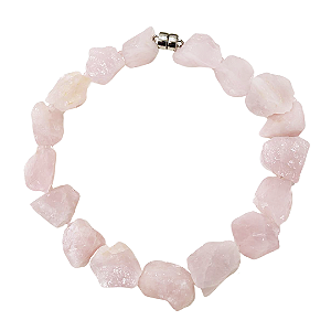 Colar 48cm de pedra natural quartzo rosa