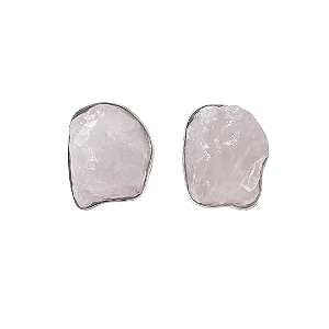 Brinco de prata 925 com pedra natural quartzo rosa