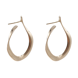 Brinco meia argola prata 925 com banho de ouro rose