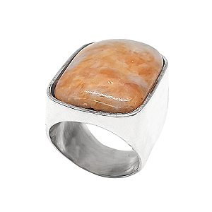 Anel de prata 925 com calcita laranja