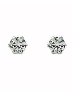 Brinco Ponto de Luz de Prata com Banho em Ouro Branco e Moissanite 6mm