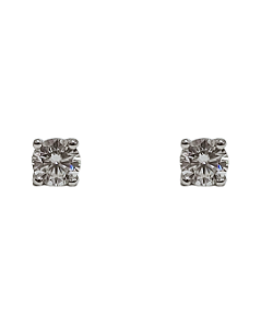 Brinco Ponto de Luz de Prata com Banho em Ouro Branco e Moissanite 4mm